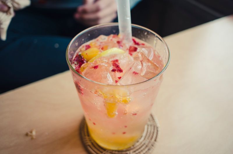 Fresh lemonade drink in a tall glass