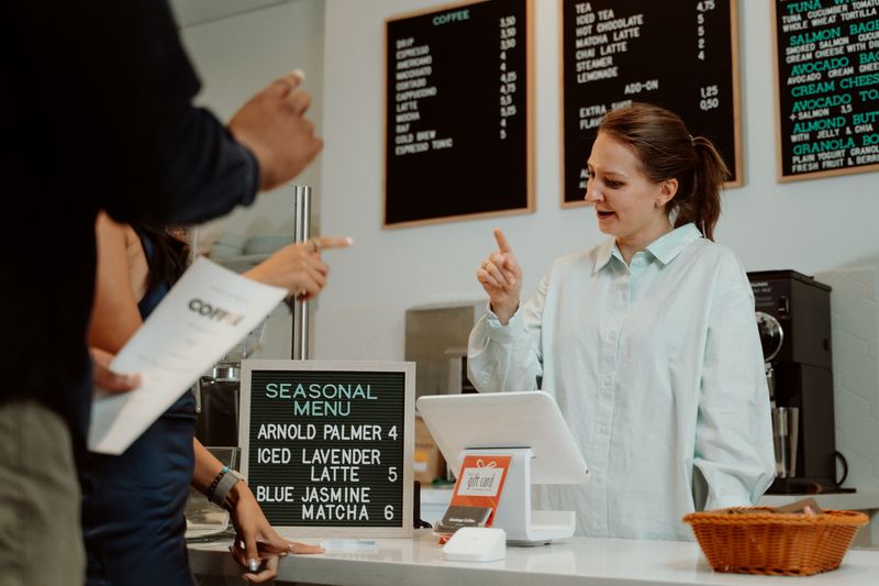 Dions restaurant counter and ordering area interior